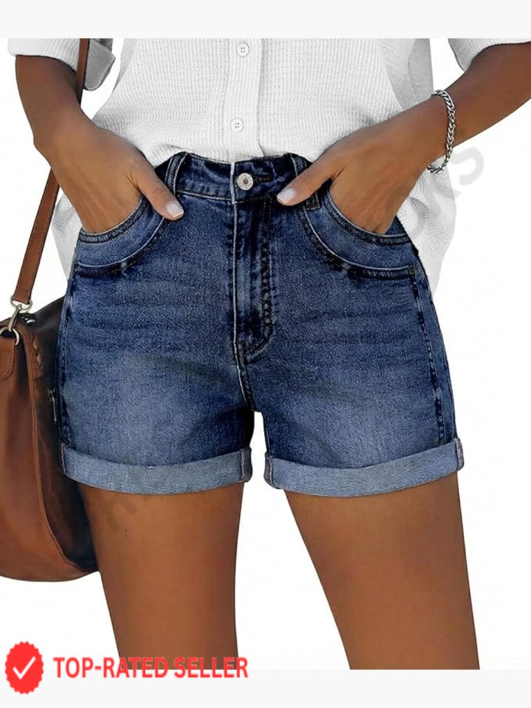 Ripped Distressed Denim Shorts Mid Rise High Stretch Y2k Casual Summer